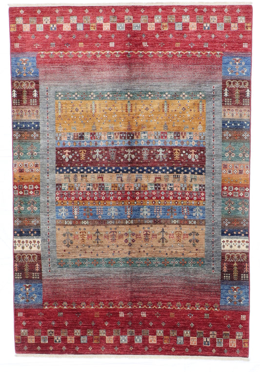 W 5.8 L 8.3 Gabbeh 100% Wool Handmade All Over Design - 66183