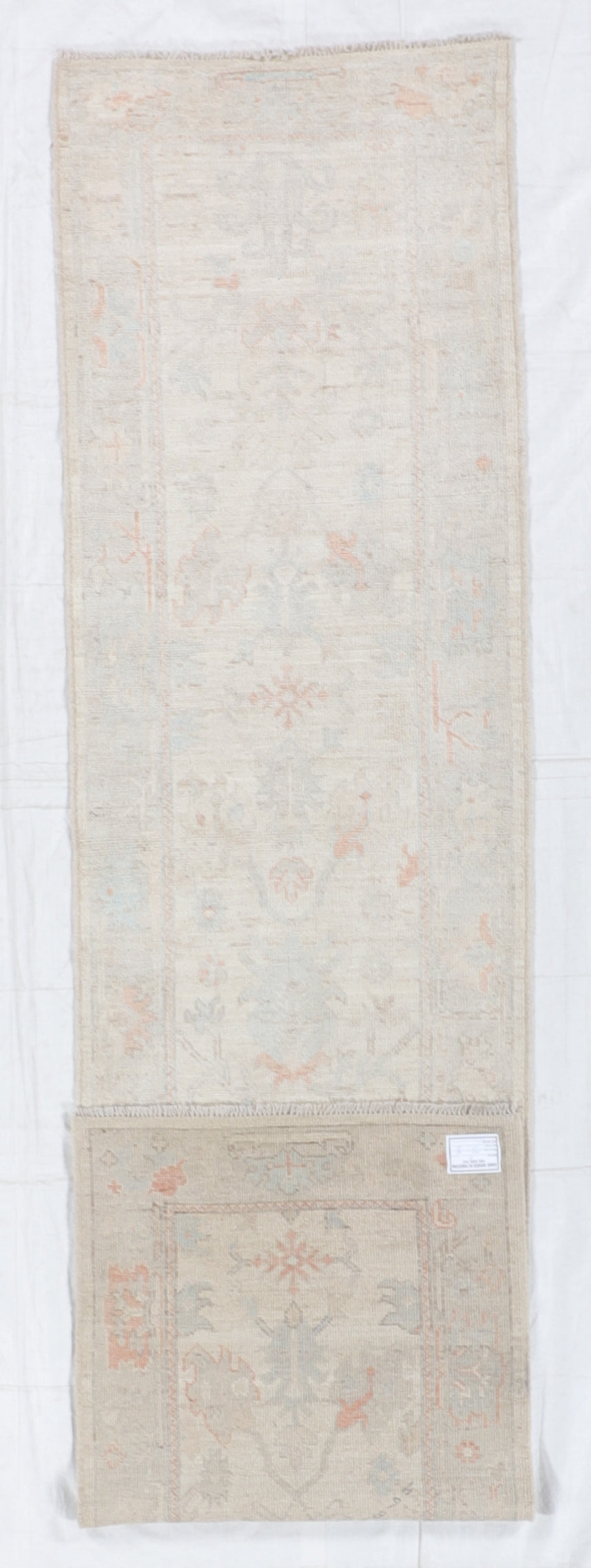 W 2.9 L 11.7 Oushak Runner 100% Wool Hand-Woven All Over Design - 66196