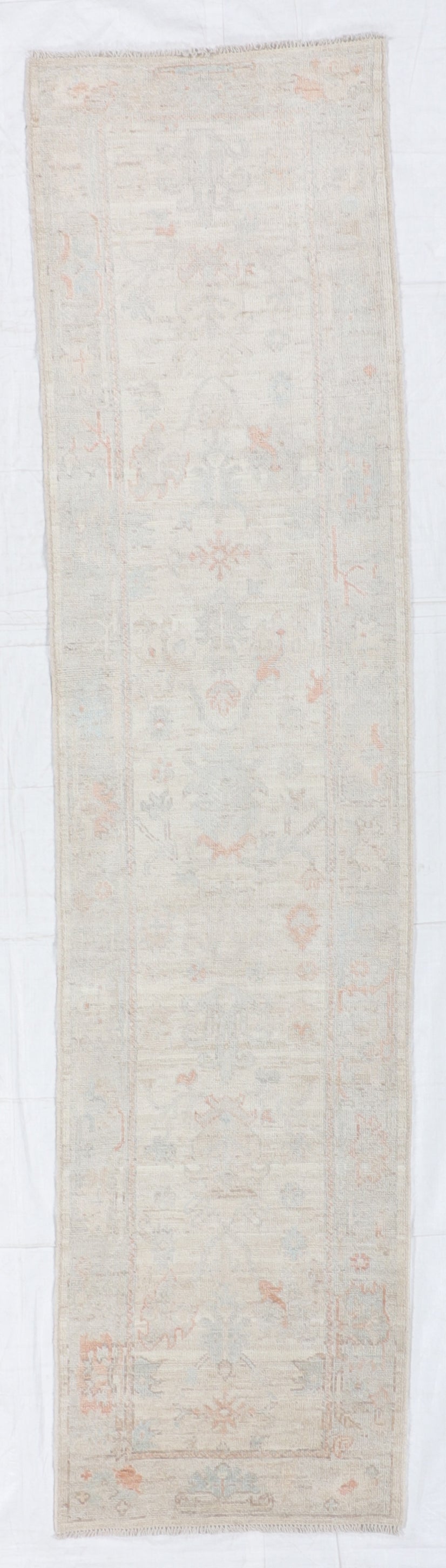 W 2.9 L 11.7 Oushak Runner 100% Wool Hand-Woven All Over Design - 66196