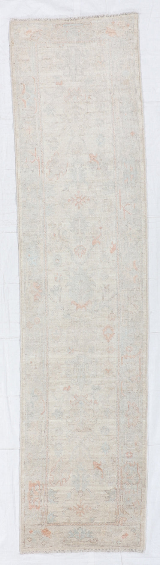 W 2.9 L 11.7 Oushak Runner 100% Wool Hand-Woven All Over Design - 66196