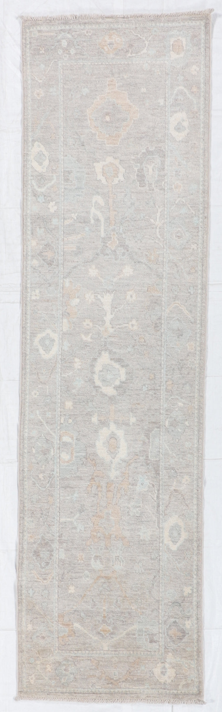 W 2.8 L 9.9 Oushak Runner 100% Wool Hand-Woven All Over Design - 66198