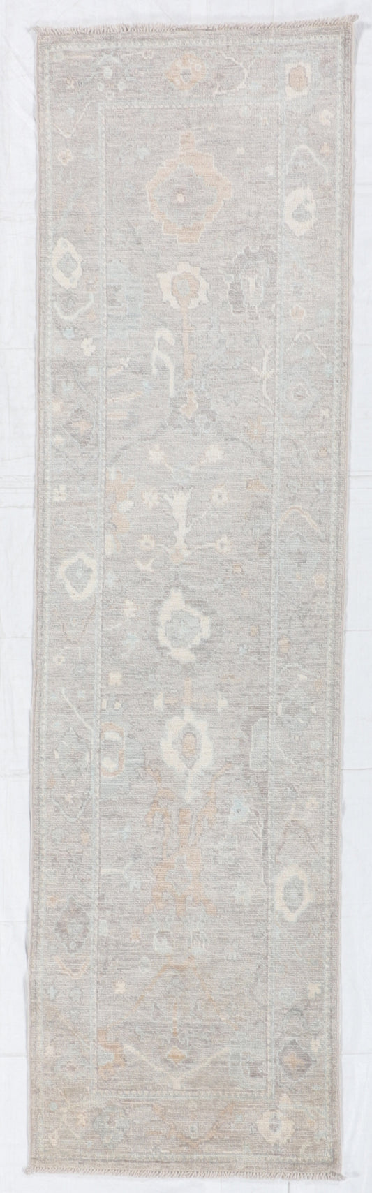 W 2.8 L 9.9 Oushak Runner 100% Wool Hand-Woven All Over Design - 66198