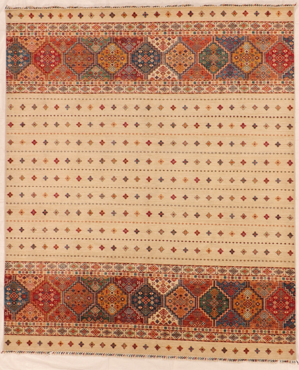 W 8.2 L 9.9 Baluch 100% Wool Handmade All Over Design - 66229