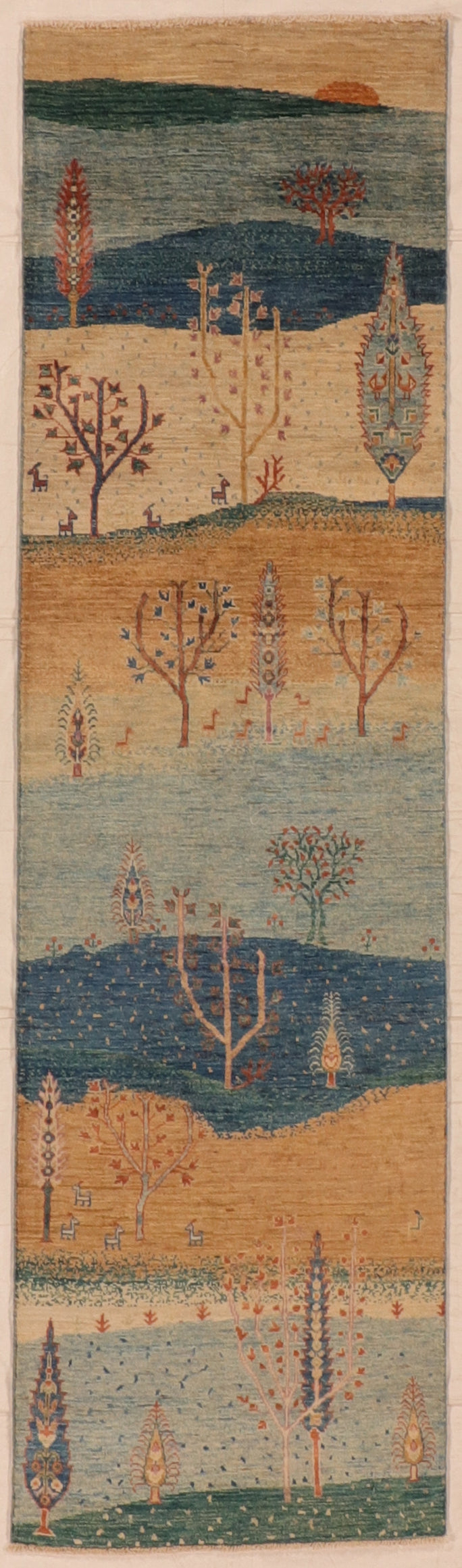 W 2.8 L 9.7 Garden Runner 100% Wool Handmade All Over Design - 66249