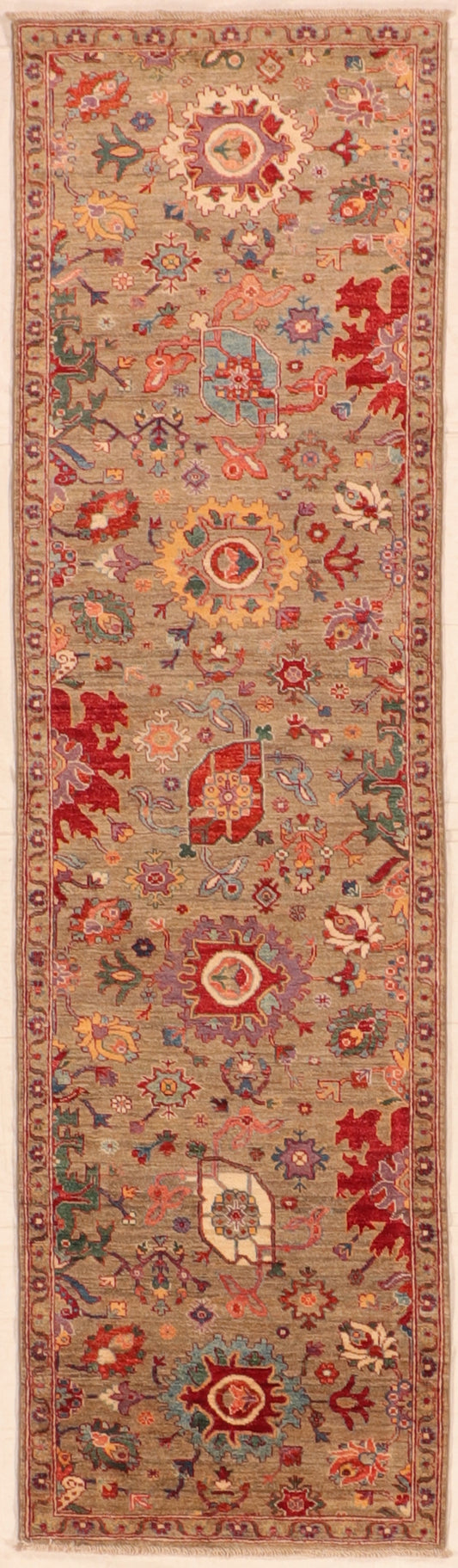 w 2.7 L 9.6 Mahal Runner 100% Wool Hand-Woven All Over Design - 66253
