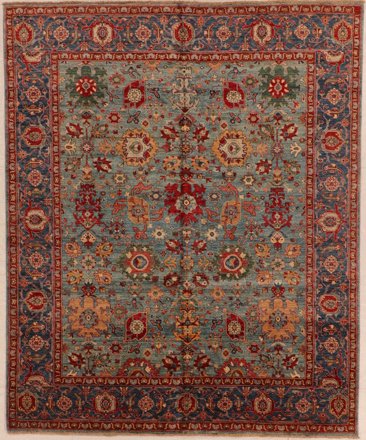 W 8 L 9.8 Mahal 100% Wool Handmade All Over Design - 66269