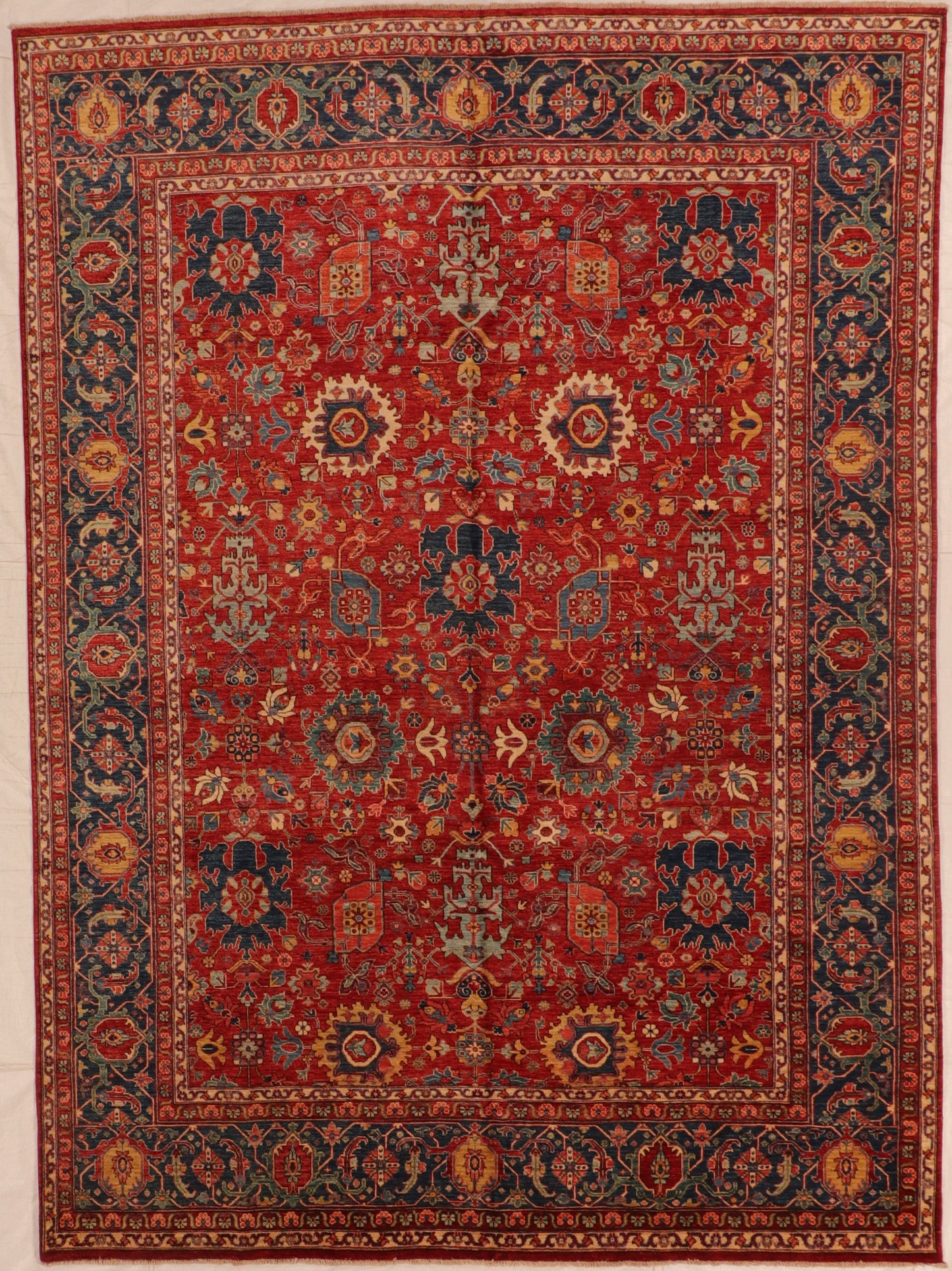 W 8.9 L 12.2 Mahal 100% Wool Hand-Woven All Over Design - 66270