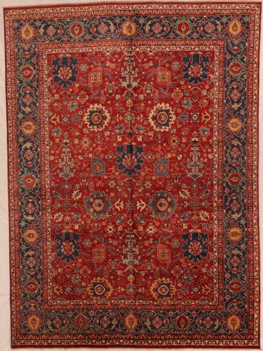 W 8.9 L 12.2 Mahal 100% Wool Hand-Woven All Over Design - 66270