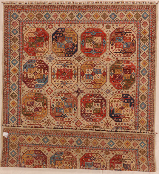 W 8.2 L 11 Turkman 100% Wool Hand-Woven All Over Design - 66273
