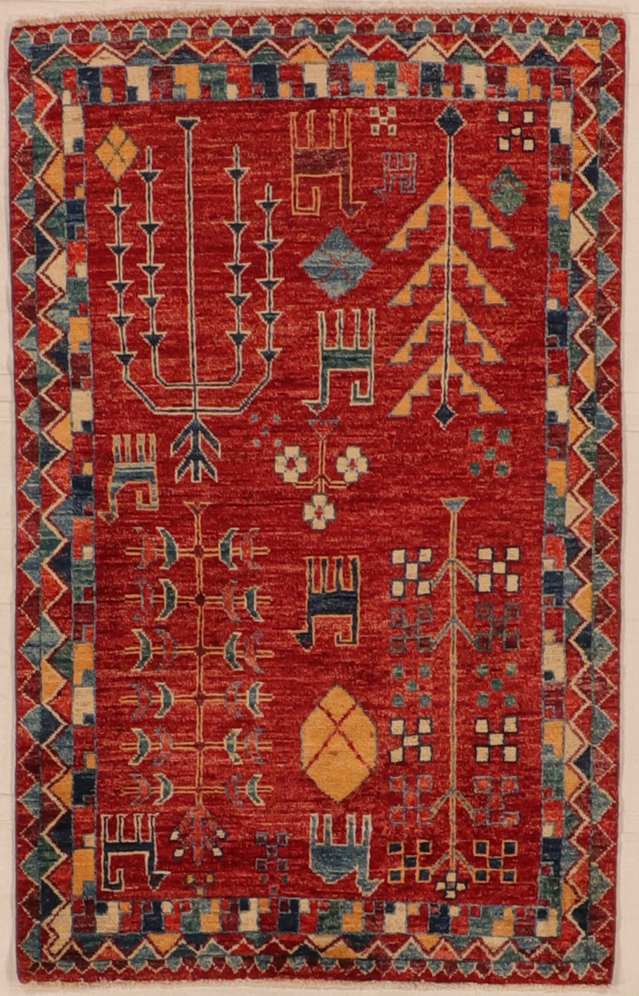 W 3.8 L 5.9 Loribaft 100% Wool Handmade All Over Design - 66277
