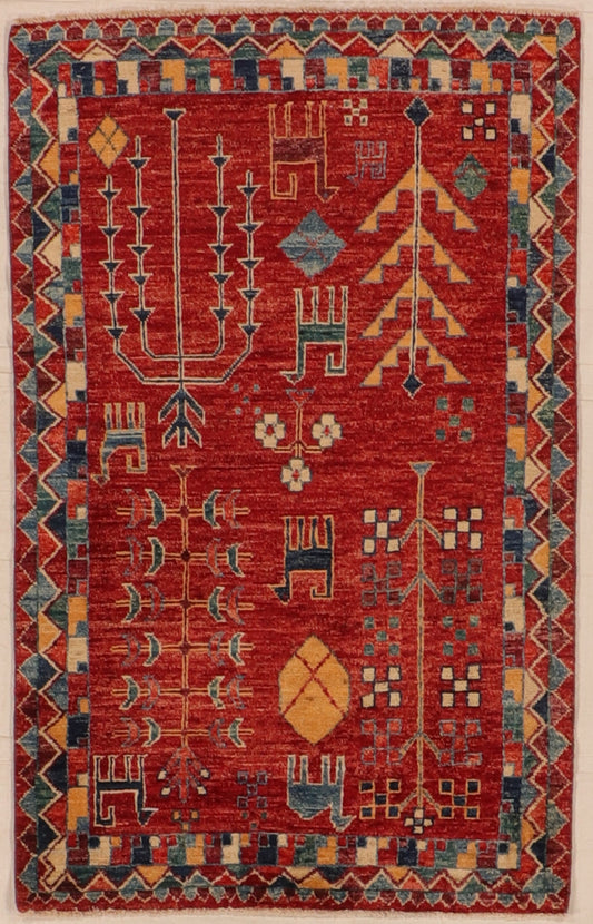W 3.8 L 5.9 Loribaft 100% Wool Handmade All Over Design - 66277