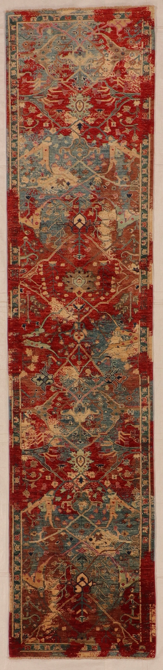W 2.8 L 11.8 Sultan Abad Runner 100% Wool Hand-Woven All Over Design - 66284