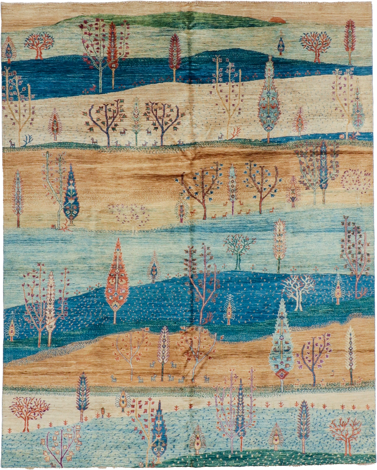 W 7.9 L 9.8 Tree Of Life 100% Wool Handmade All Over Design - 66299