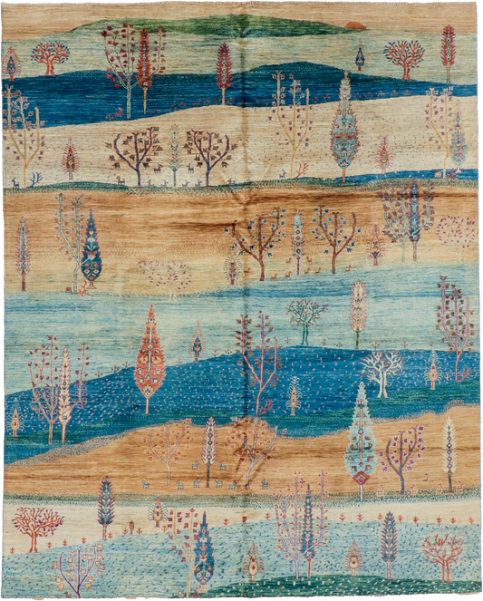 W 7.9 L 9.8 Tree Of Life 100% Wool Handmade All Over Design - 66299