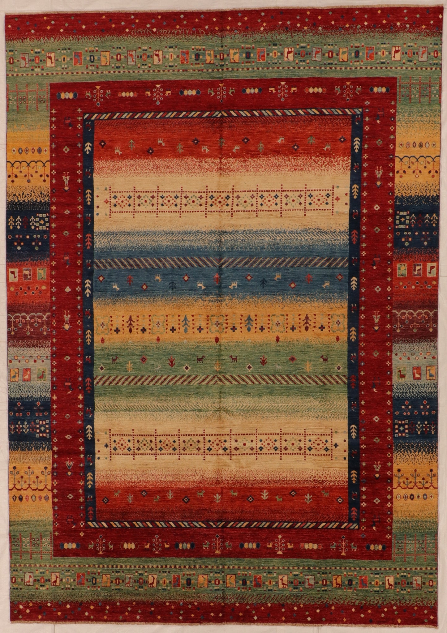 W 8.1 L 11.5 Baluch 100% Wool Hand-Woven All Over Design - 66302