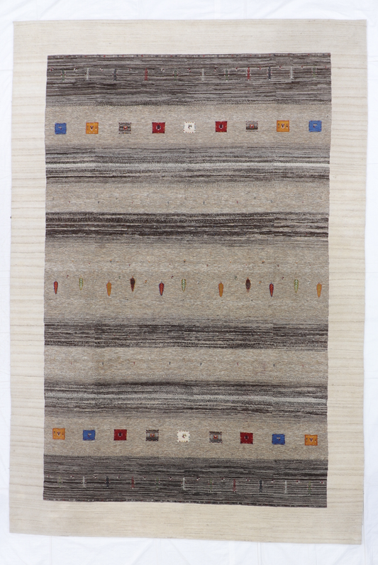 W 8.4 L 12 Gabbeh 100% Wool Hand-Woven All Over Design - 66387