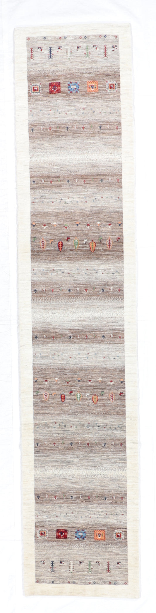 W 2.8 L 12.9 Tree Of Life Runner 100% Wool Hand-Woven All Over Design - 66408