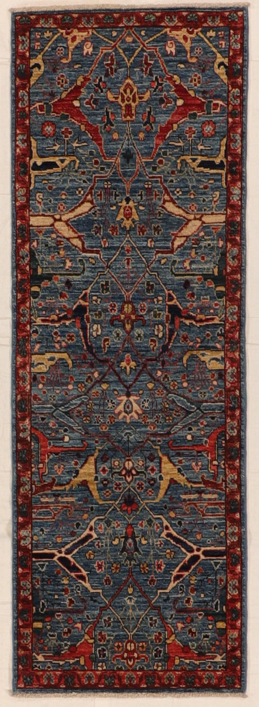 2.1 x 6.1 Runner - Bijar Fine Geometric Rectangle - Hand Knotted Rug