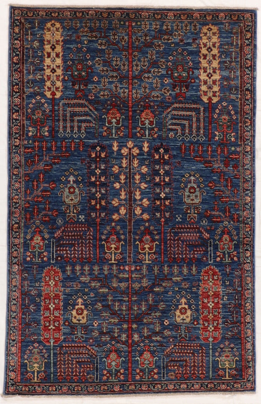 4 x 6 Tree of Life Wool All Over Rectangle - Hand Knotted Rug