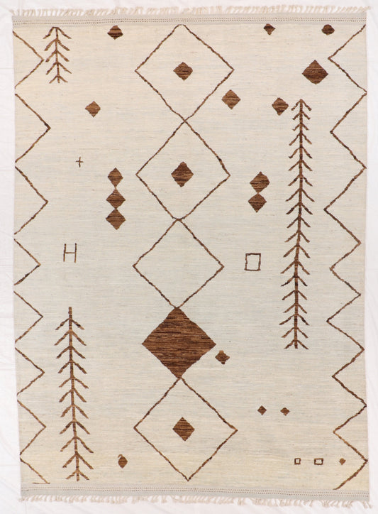 9 x 12 - Moroccan Wool All Over Rectangle - Hand Knotted Rug