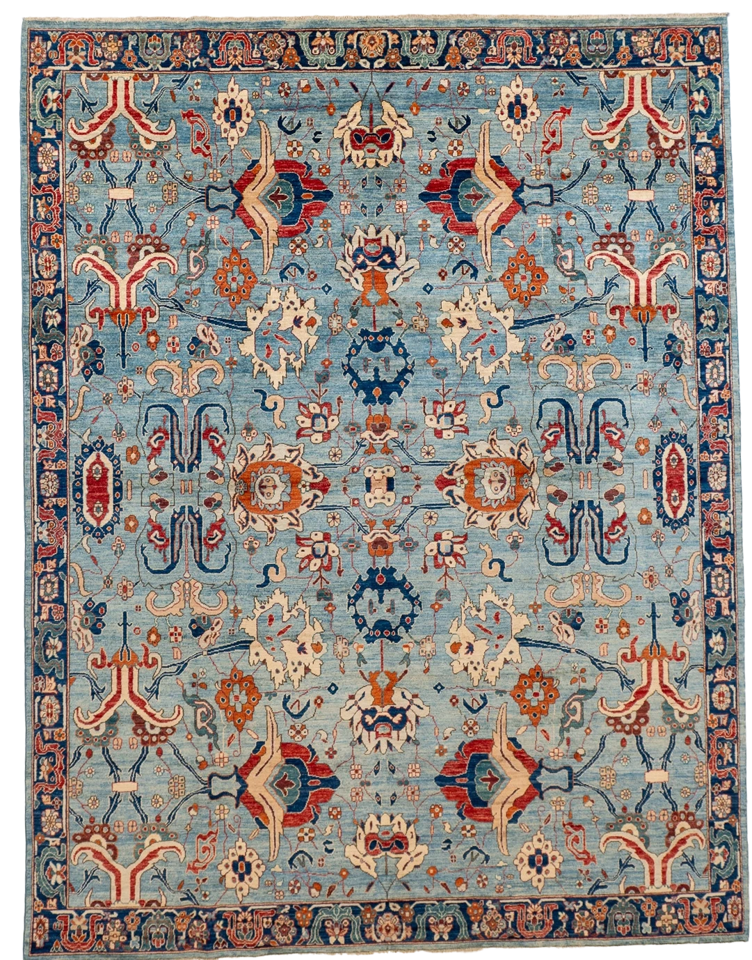 W 9 L 11.8 Malayer 100% Wool Hand-Woven All Over Design - 66659