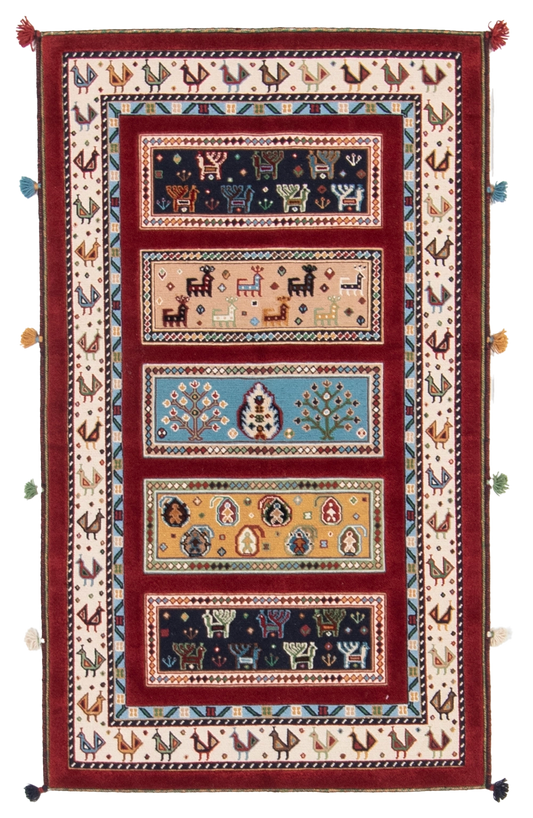 W 3 L 5.2 Baluch 100% Wool Hand-Woven All-Over Design - 66932