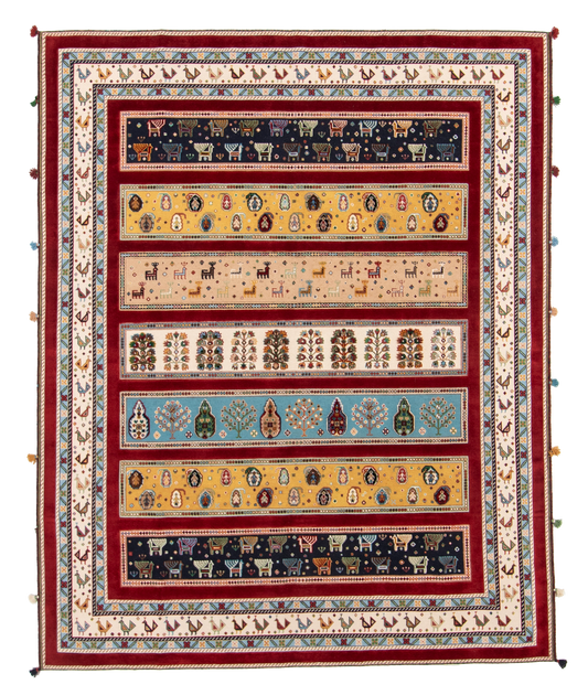 W 8 L 10 Baluch 100% Wool Hand-Woven All-Over Design - 66940