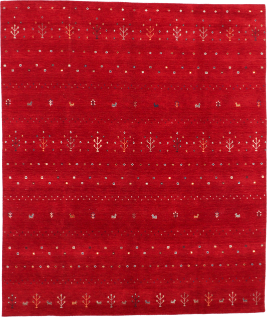 W 8.4 L 9.9 Gabbeh 100% Wool Hand-Woven All-Over Design - 67019