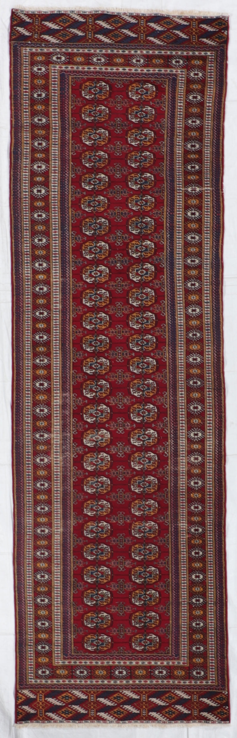 ✨ Handwoven 3×10.2 Tekeh Wool Runner — 🇵🇰 Pak-Persian Geometric Design in Red, Beige, Blue &amp; Tan