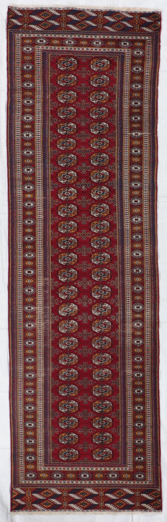 ✨ Handwoven 3×10.2 Tekeh Wool Runner — 🇵🇰 Pak-Persian Geometric Design in Red, Beige, Blue &amp; Tan