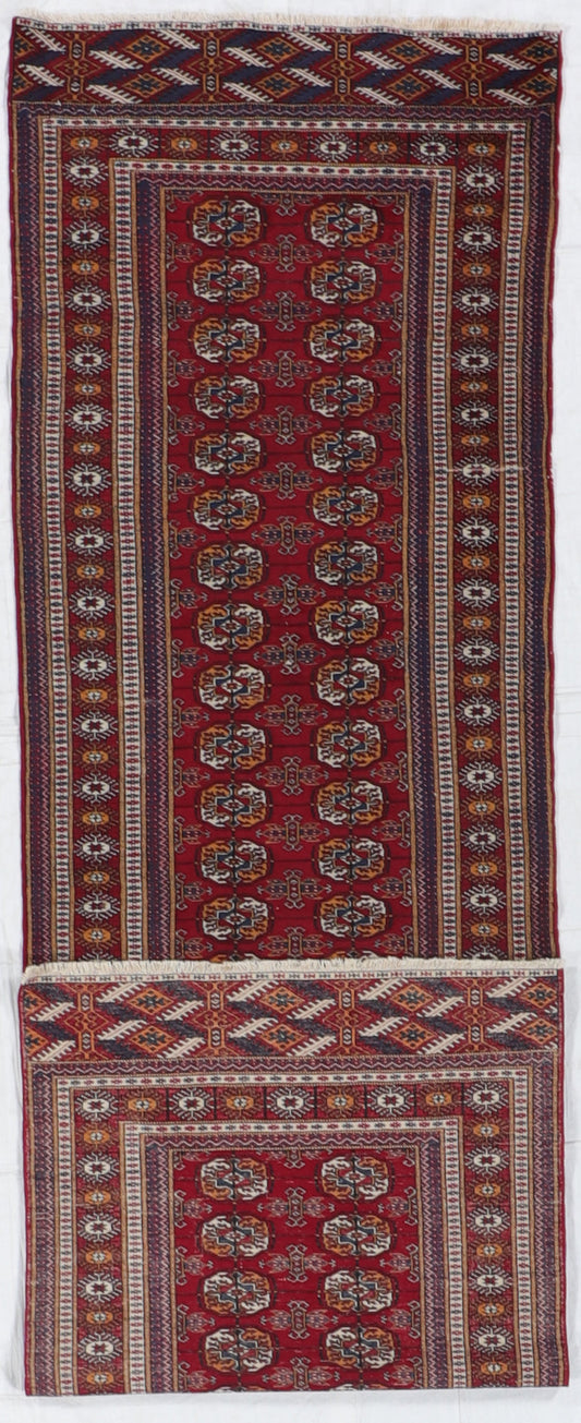 ✨ Handwoven 3×10.2 Tekeh Wool Runner — 🇵🇰 Pak-Persian Geometric Design in Red, Beige, Blue &amp; Tan