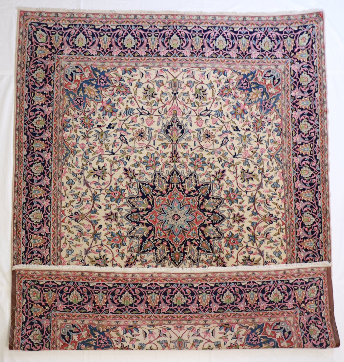 9x12 - Kerman Fine/Silk Floral Rectangle - Hand Knotted Rug