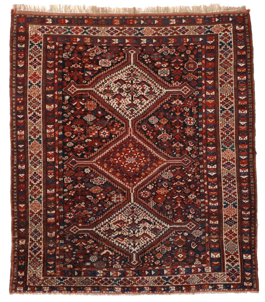 5x7 - Gashgai Antique/Wool Geometric Rectangle - Hand Knotted Rug