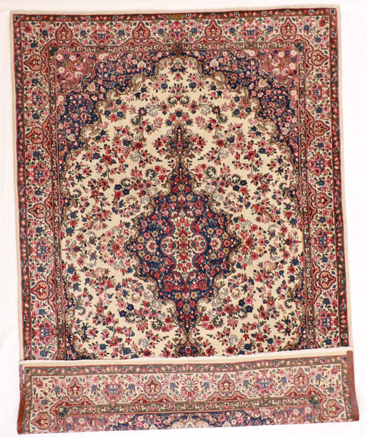 7x10 - Kerman Fine Floral Rectangle - Hand Knotted Rug
