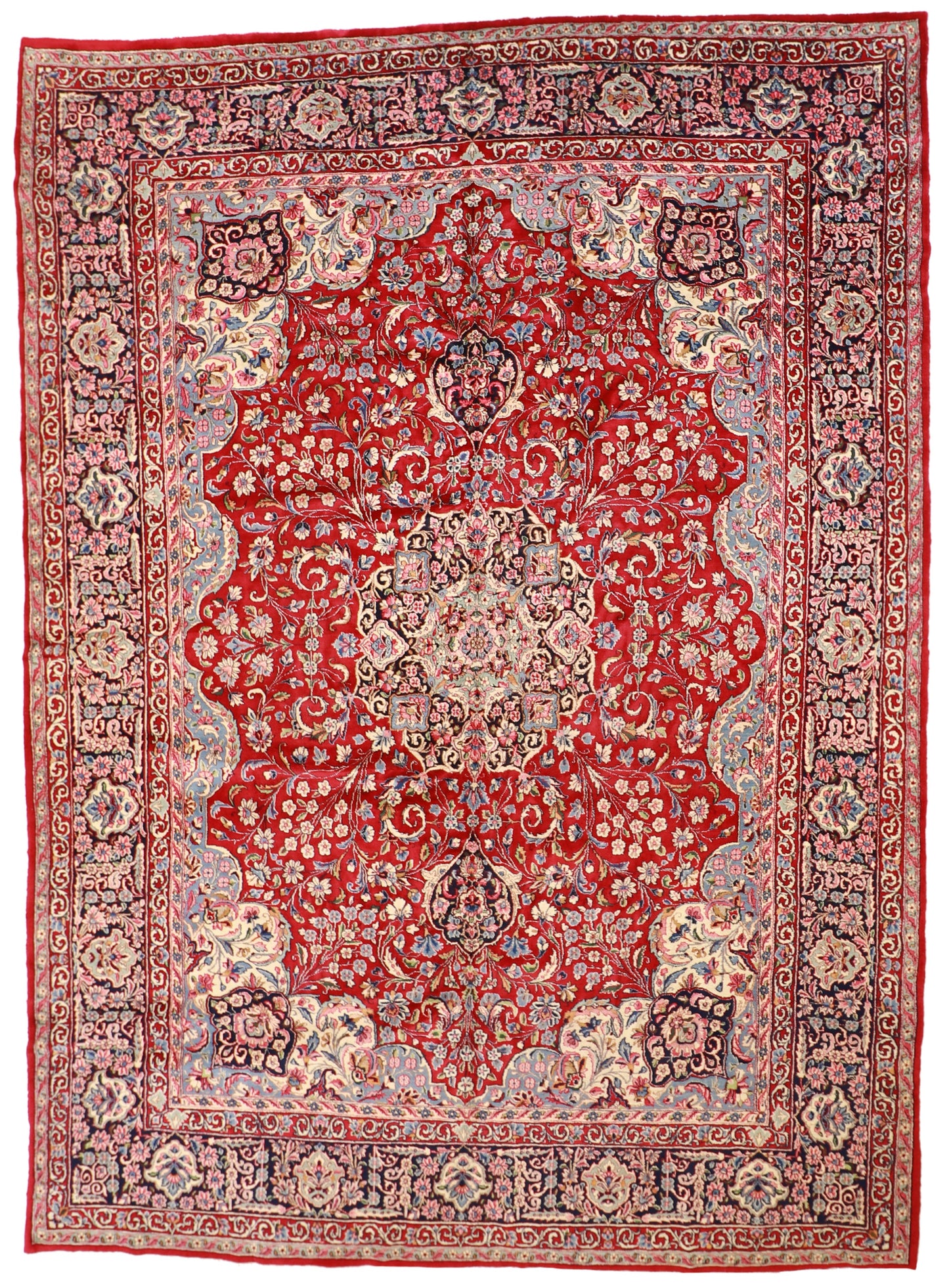 10x14 - Kerman Fine Floral Rectangle - Hand Knotted Rug