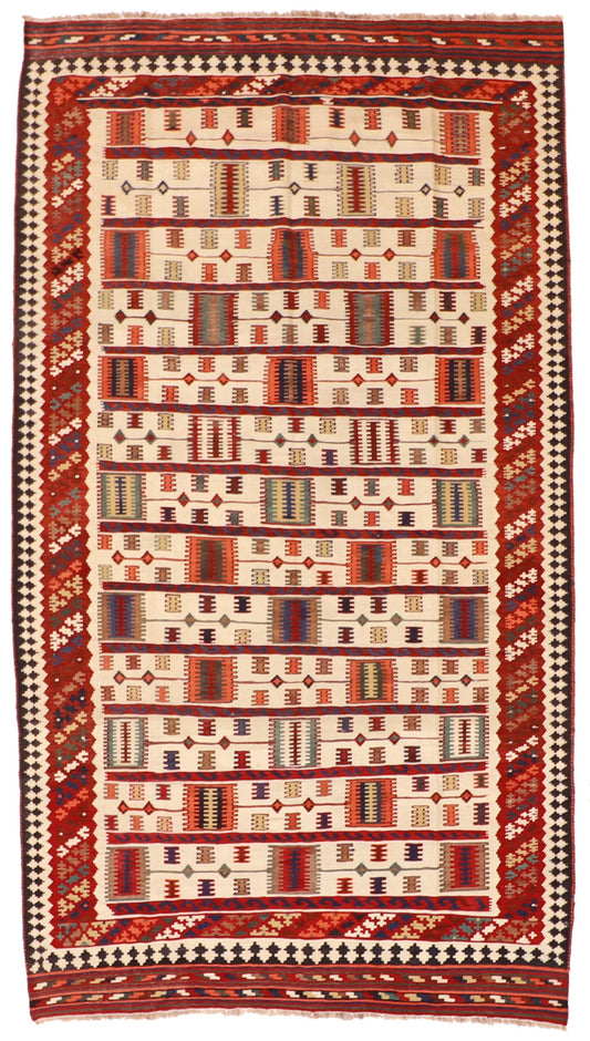 6x9 - Gashgai Fine Wool Geometric Rectangle - Hand Knotted Rug