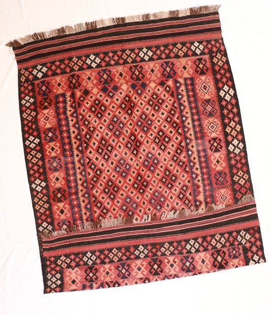 7x10 - Kilim Wool Geometric Rectangle - Hand Knotted Rug