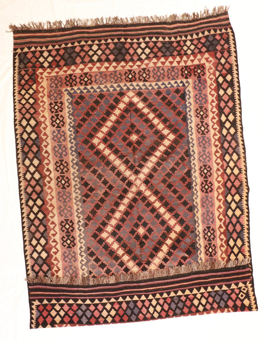 7x10 - Kilim Fine/Wool Geometric Rectangle - Hand Knotted Rug